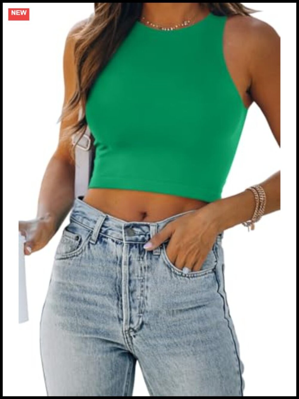 Women's Double Lined Racerback Crop Tank Top Sleeveless Slim Fit